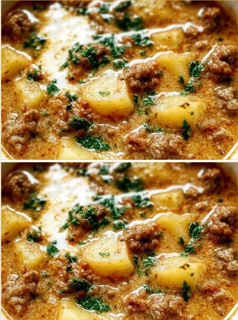 Cozy bowl of Italian sausage soup with potatoes and herbs