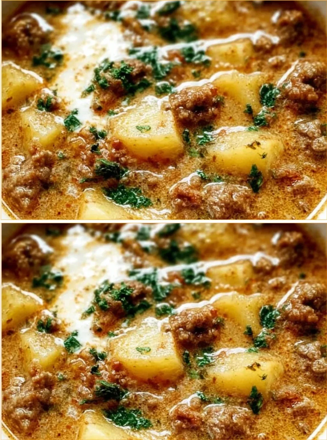 Cozy bowl of Italian sausage soup with potatoes and herbs