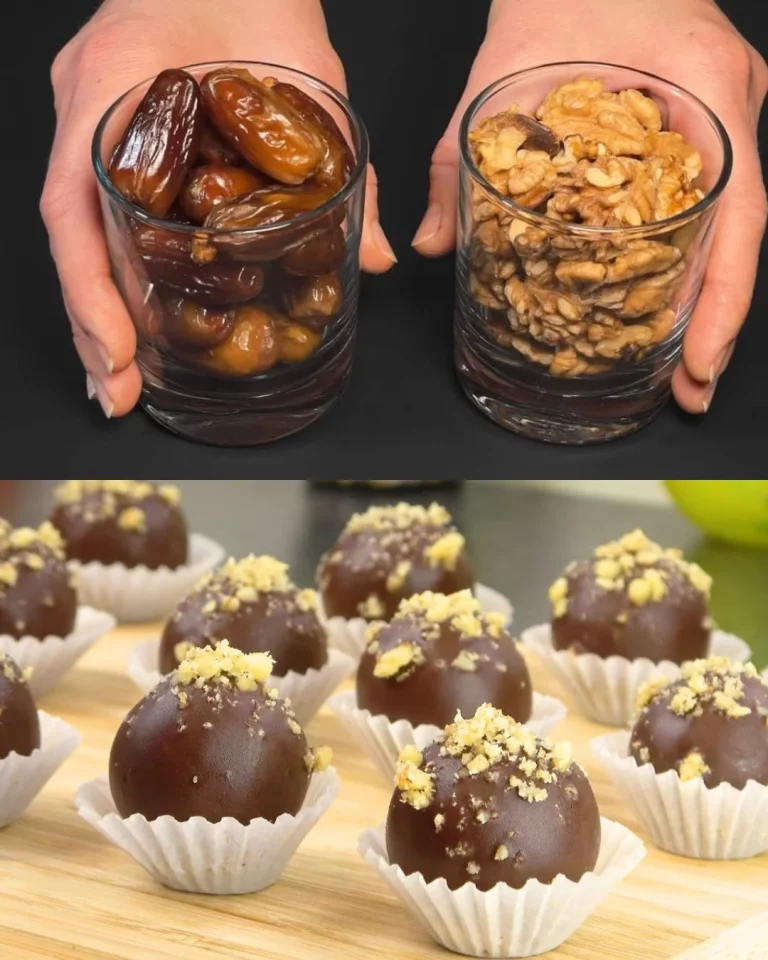 Date, Walnut, and Chocolate energy balls ready to enjoy as a healthy snack.