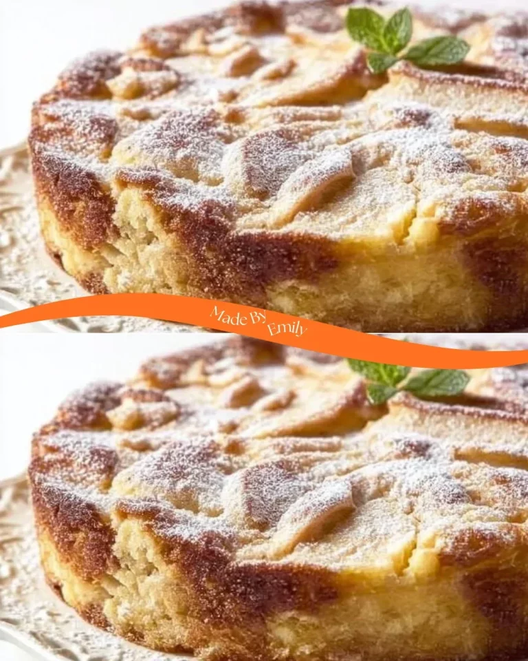 Slice of moist easy French Apple Cake with fresh apples and spices