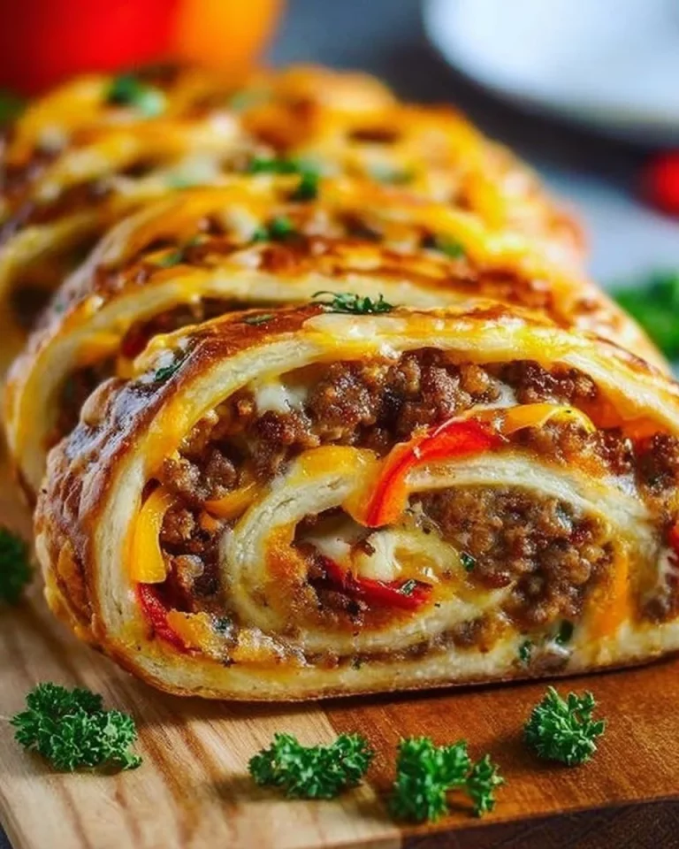 Loaf of Garbage Bread filled with assorted leftovers and fresh ingredients.