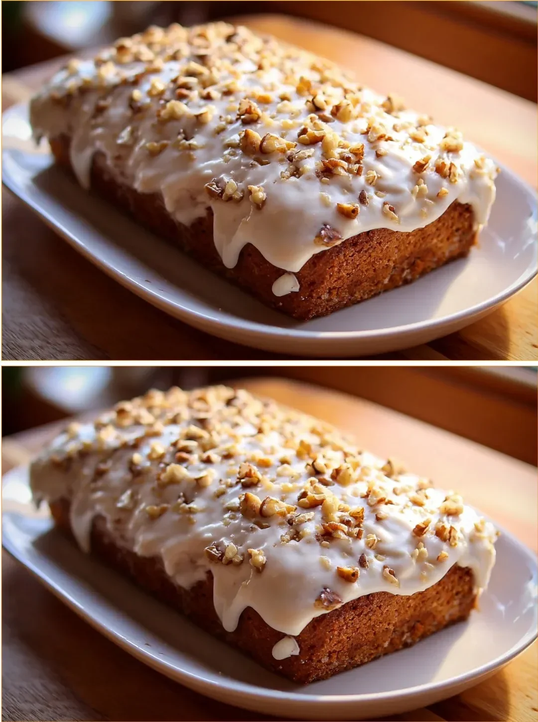Delicious healthy carrot-walnut cake with fresh ingredients on a wooden table
