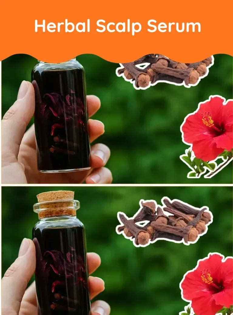 Herbal scalp serum promoting healthy hair and scalp nourishment.
