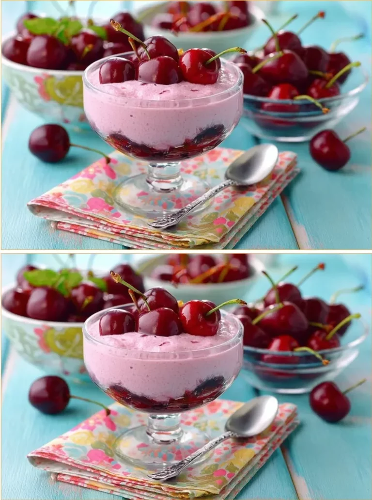 Homemade curd cheese with cherries served on a plate