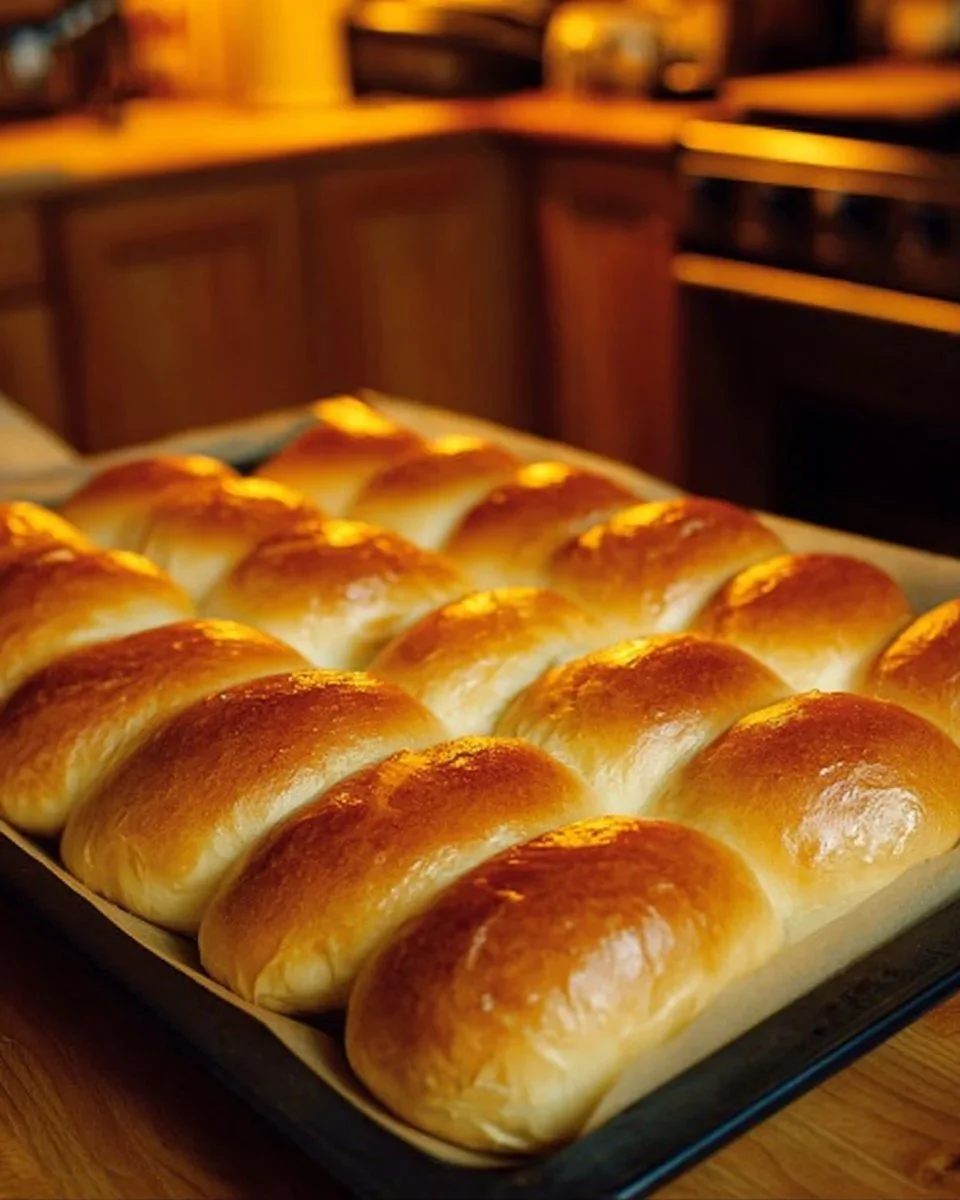 Freshly baked homemade rolls served on a rustic wooden table