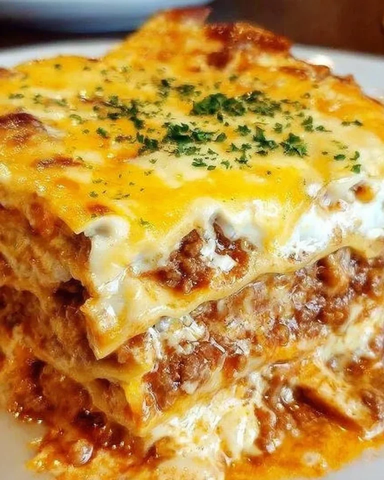 Delicious homemade lasagna with layers of pasta, cheese, and sauce.
