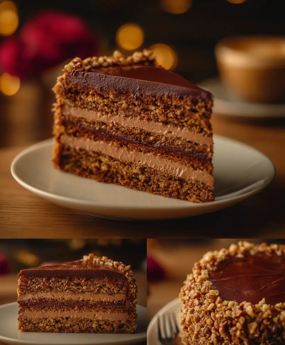Royal Flourless Walnut Cake with Chocolate Cream