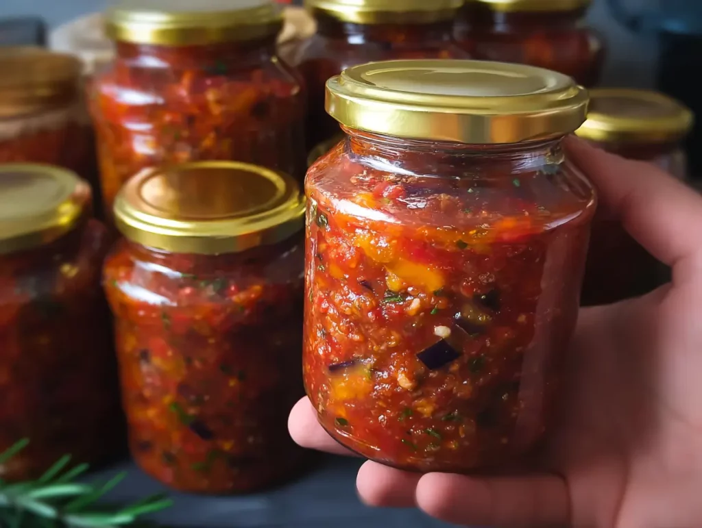 Georgian Eggplant Preserve in Tomato Sauce