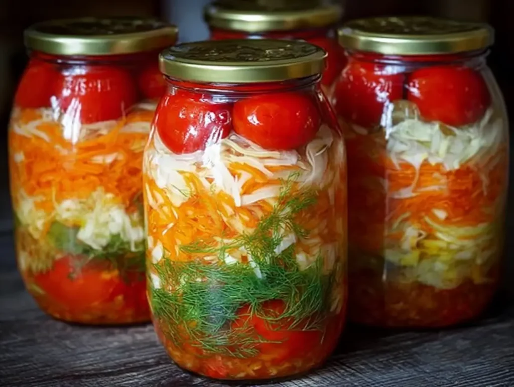 Georgian Pickled Cabbage with Tomatoes