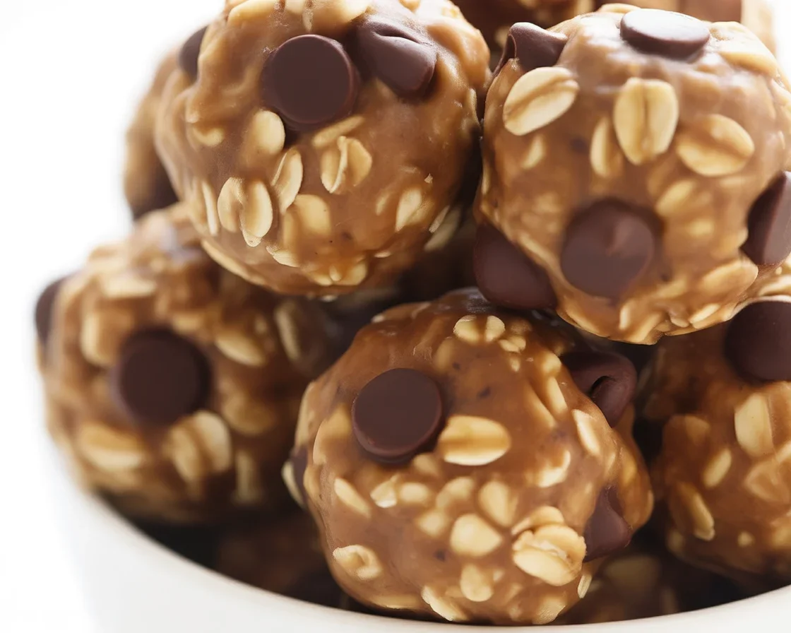 Delicious no-bake energy balls made with oats, peanut butter, and chocolate chips