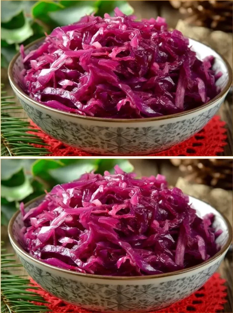 Colorful red cabbage salad with fresh vegetables and dressing