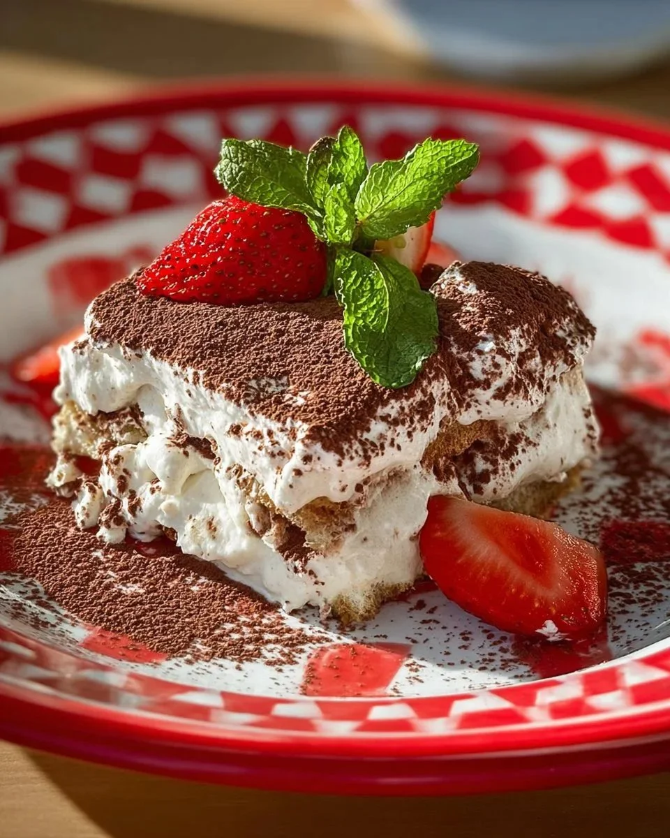 Delicious homemade simple tiramisu dessert with coffee and cocoa layers