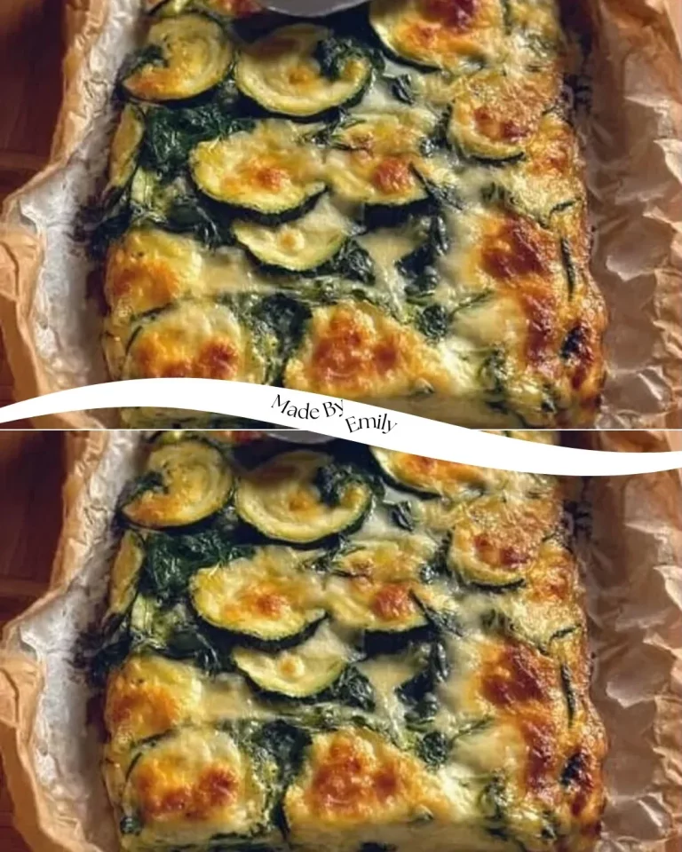 Delicious Zucchini and Spinach Pie slice on a plate with fresh herbs