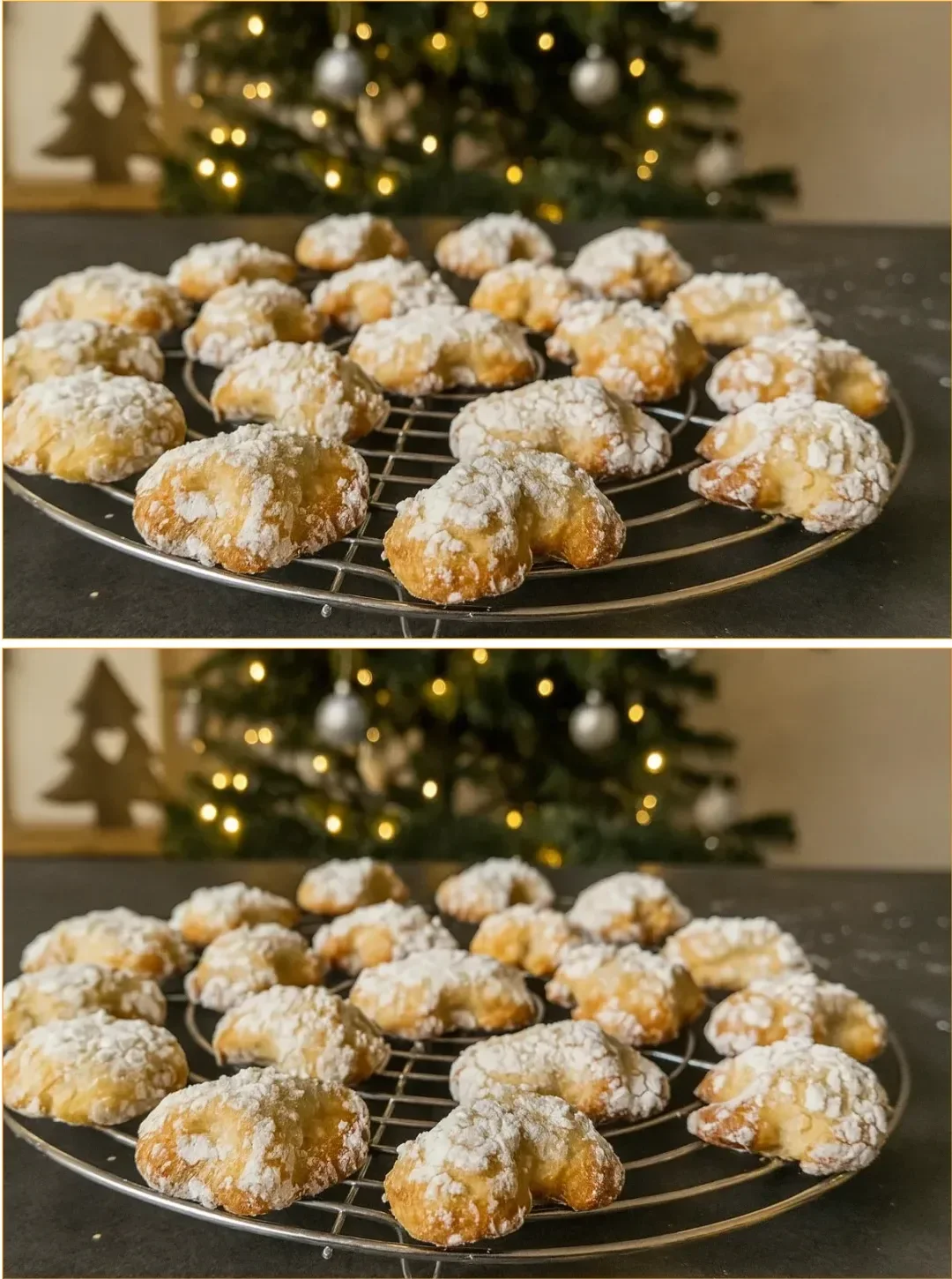 Freshly baked almond cookies on a cooling rack