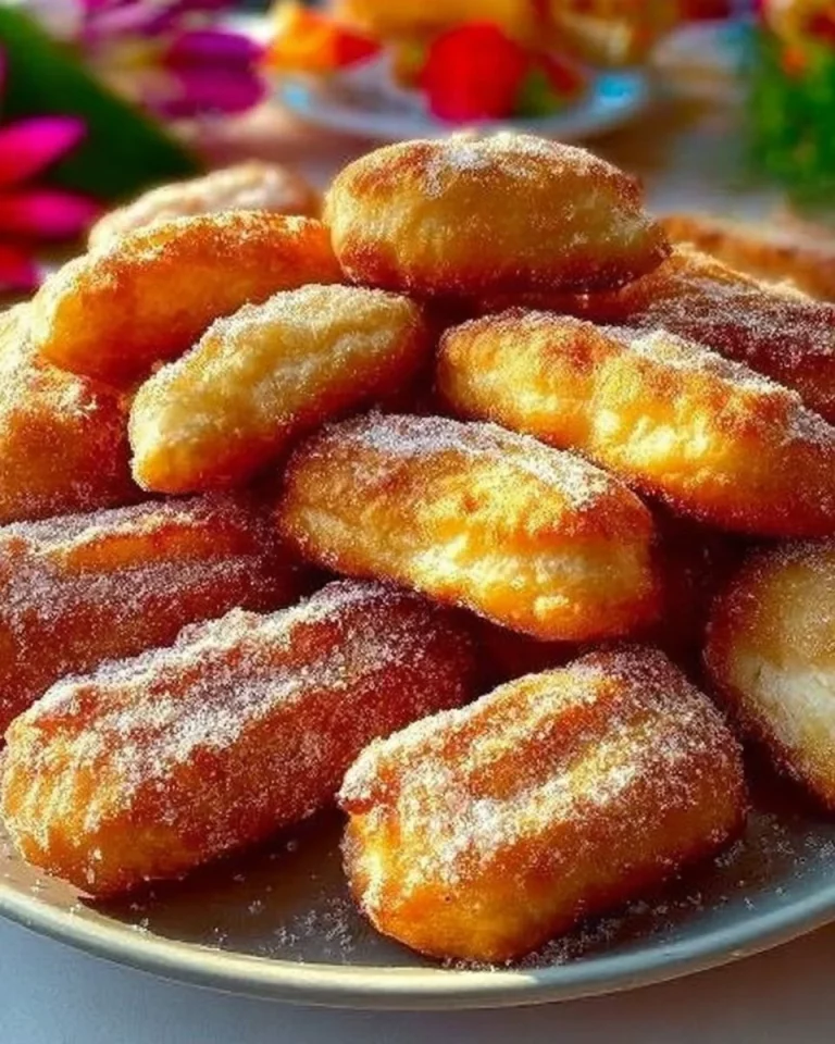 Deliciously crispy Apple Cinnamon Fried Cakes, served warm and topped with sugar.