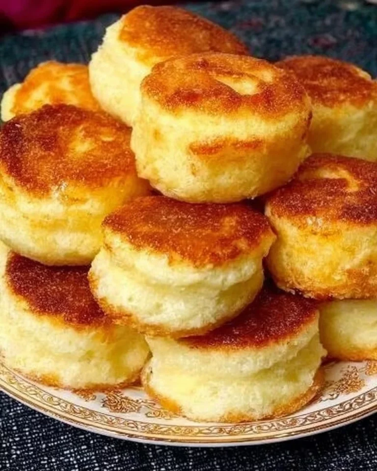 Stack of apple pancakes with fruit filling on a plate, drizzled with syrup