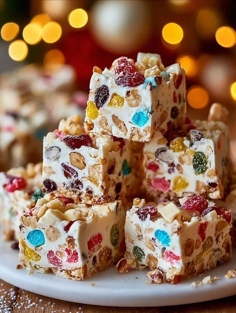 Delicious no bake Aussie Slice decorated for Christmas