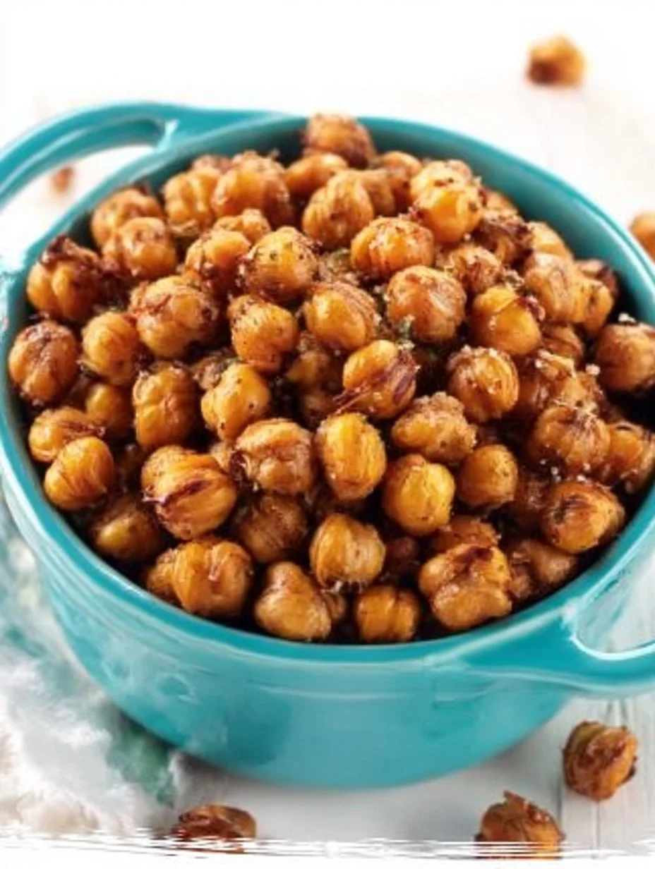 Bowl of crispy roasted chickpeas, a healthy and crunchy snack option