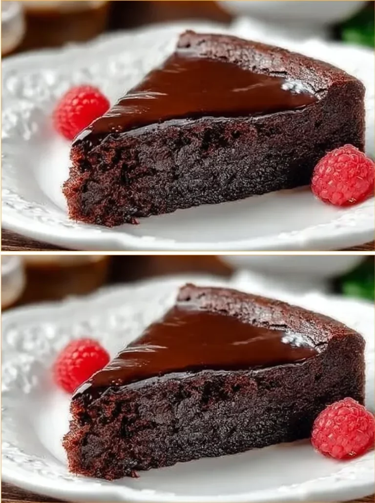Deliciously rich Flourless Chocolate Cake topped with chocolate shavings