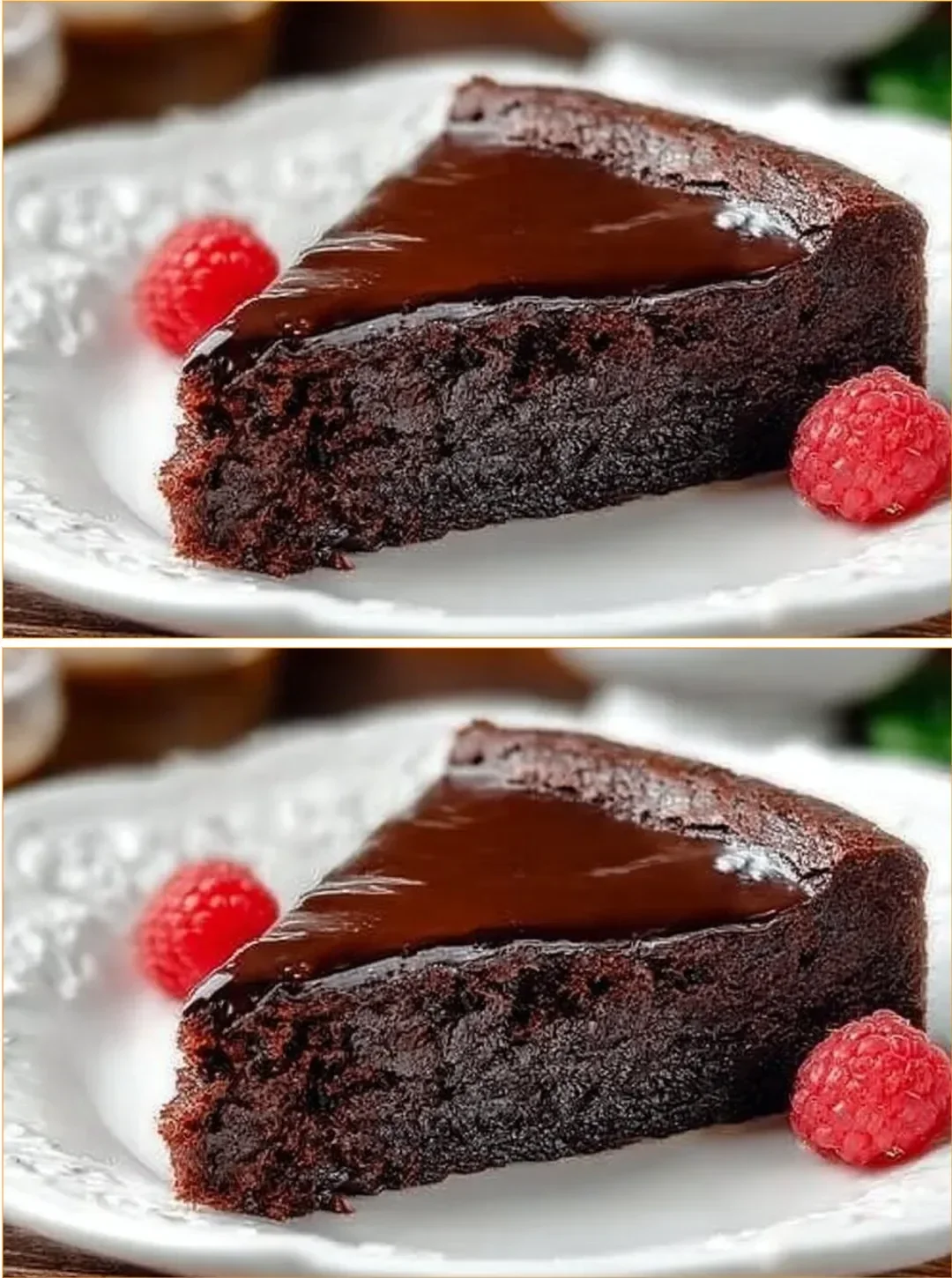 Deliciously rich Flourless Chocolate Cake topped with chocolate shavings