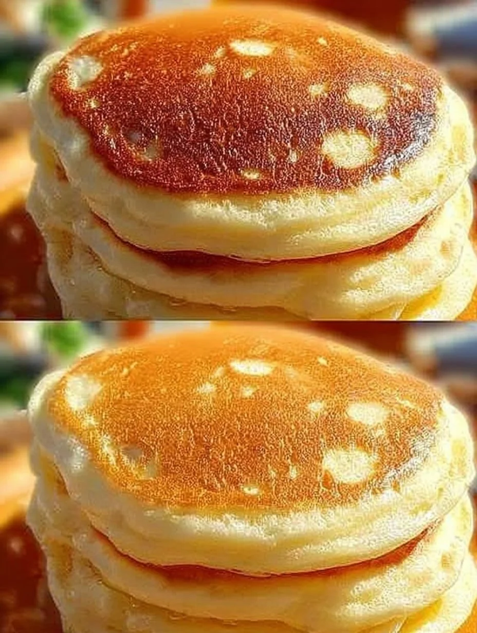 Delicious fluffy pancakes stacked with syrup and berries