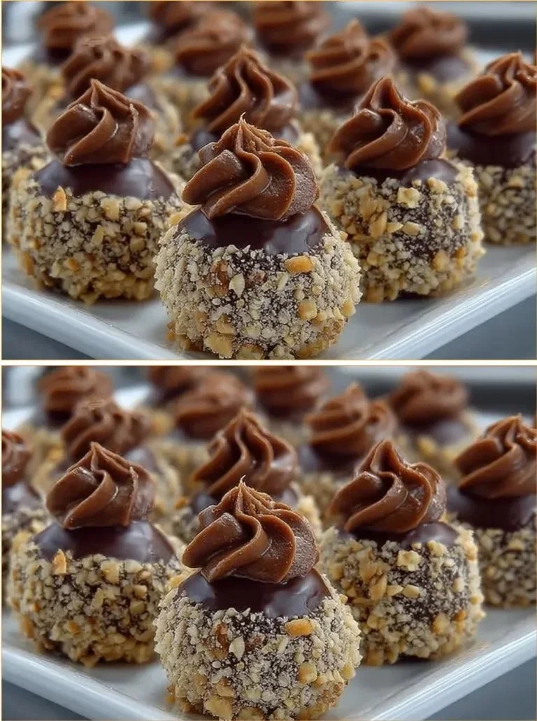 Delicious hazelnut nests decorated with chocolate and nuts