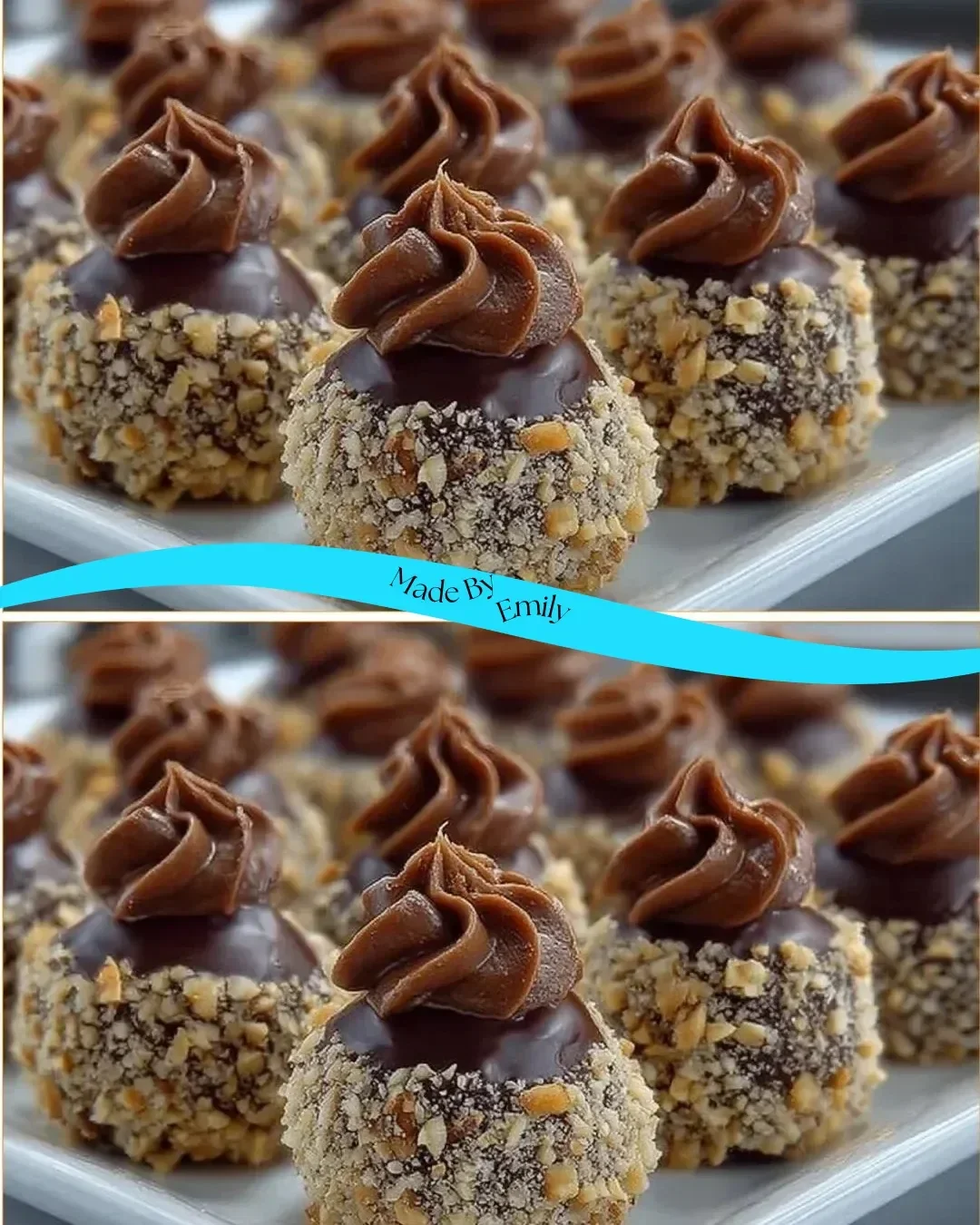 Delicious hazelnut nests dessert with chocolate and nuts