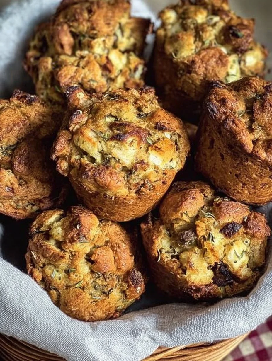 Delicious Holiday Dressing Muffins served on a festive table.