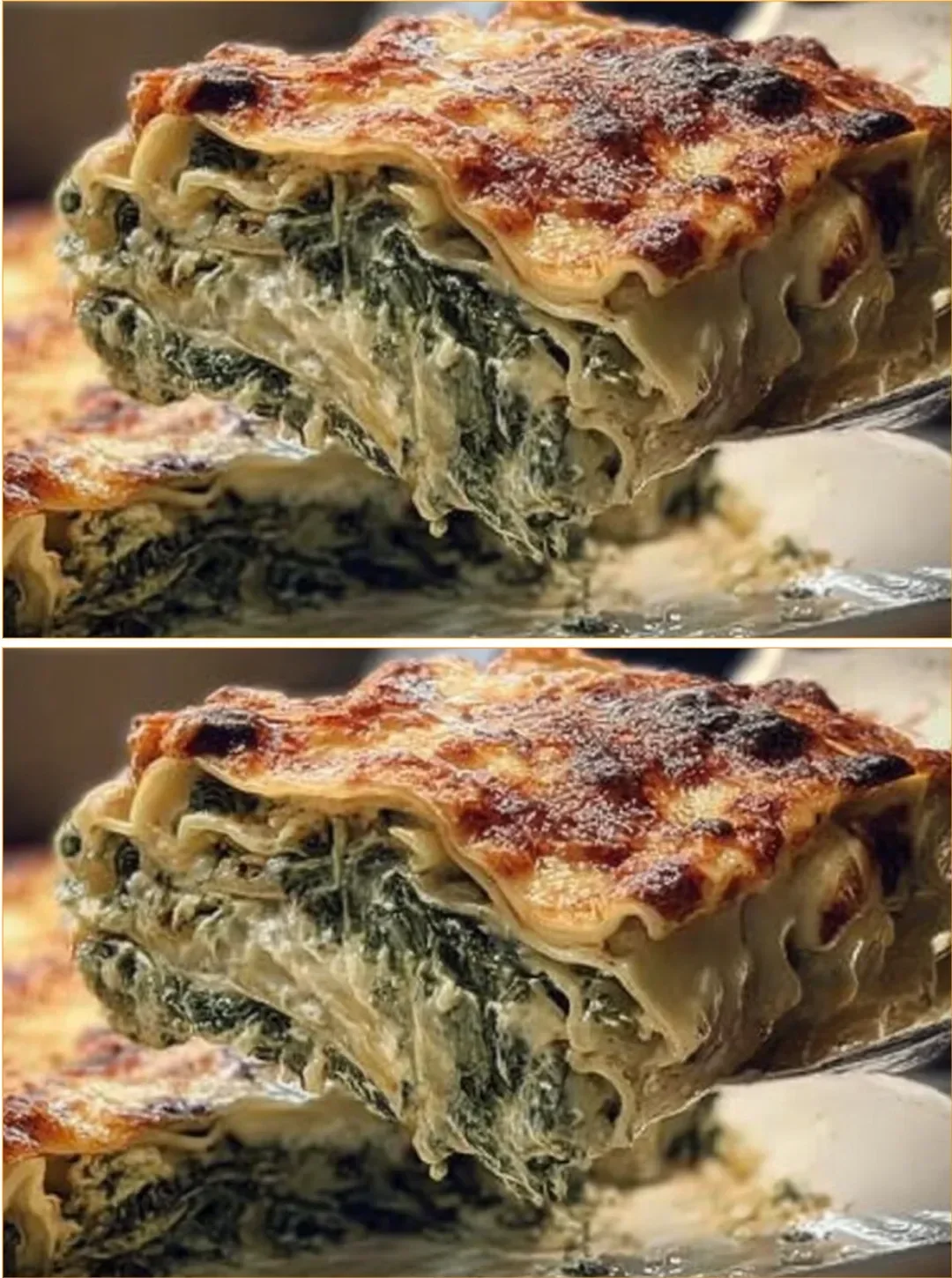 Delicious spinach and cheese lasagna with layers of pasta and rich sauce