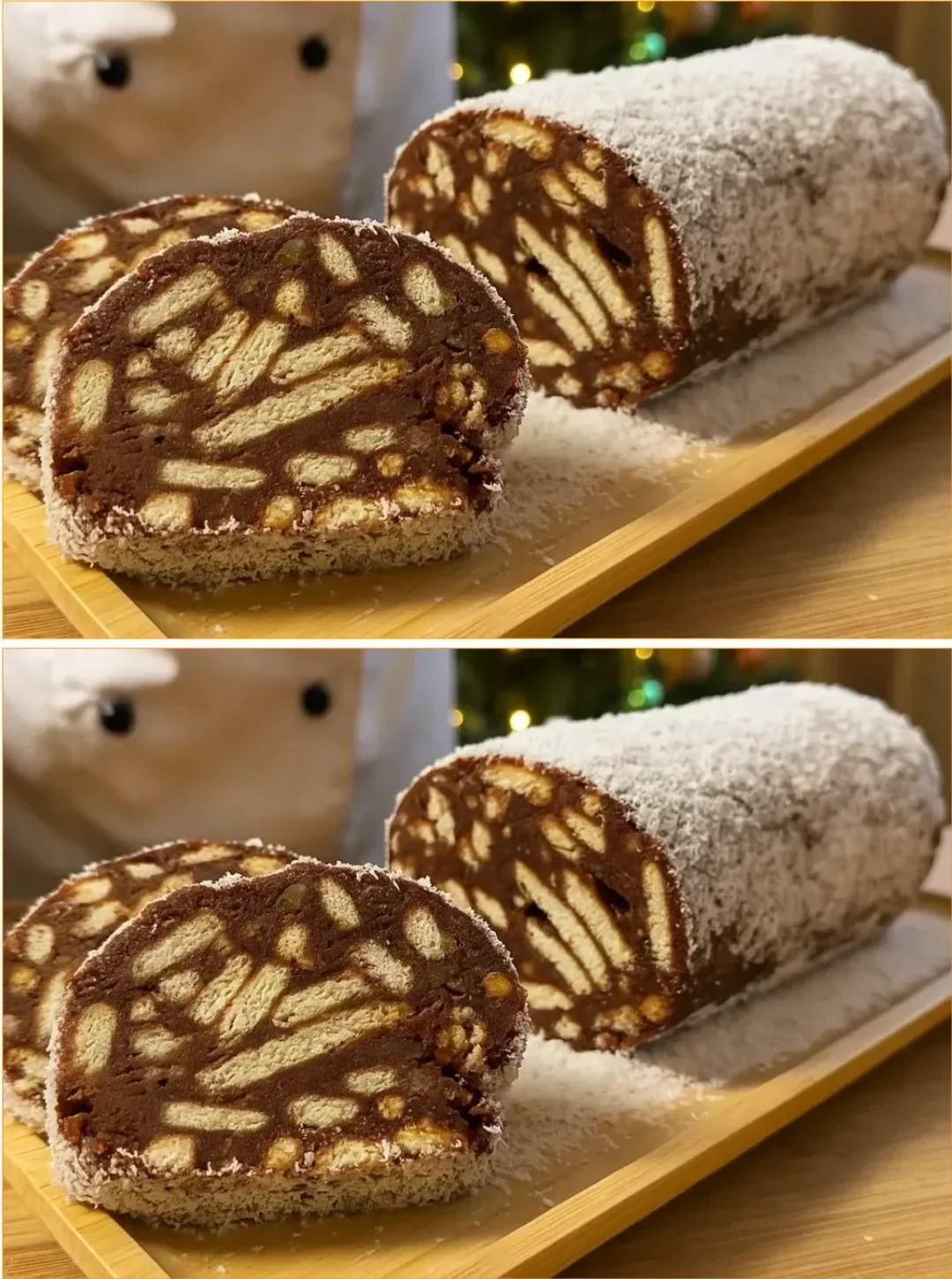 Delicious Quick Christmas Chocolate Roll dessert on a festive table
