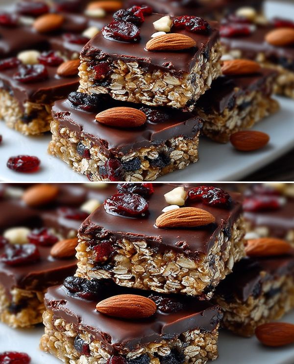 No-Sugar Chocolate Cranberry Oat Bars