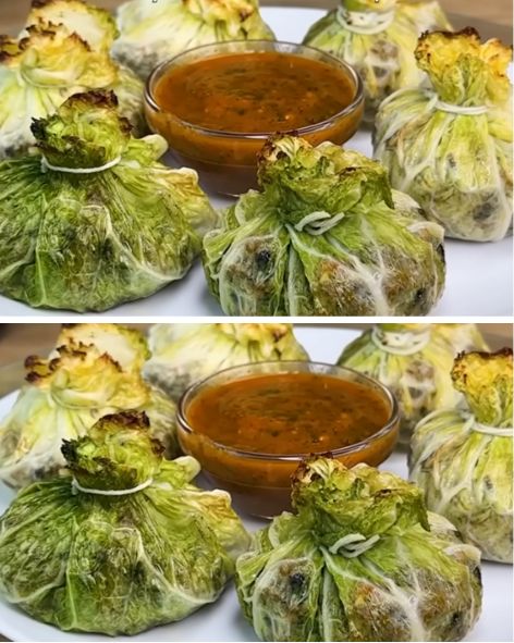 Baked Cabbage Bundles with Juicy Beef & Mushroom Filling and Fresh Tomato-Herb Sauce