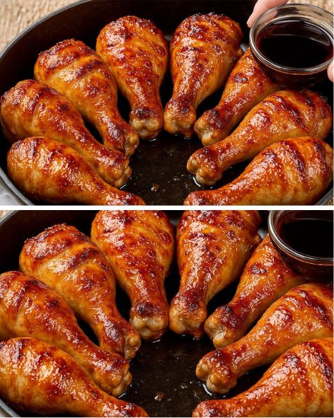 Sticky Honey-Soy Baked Chicken Drumsticks with Creamy Cheese Vegetable Puree