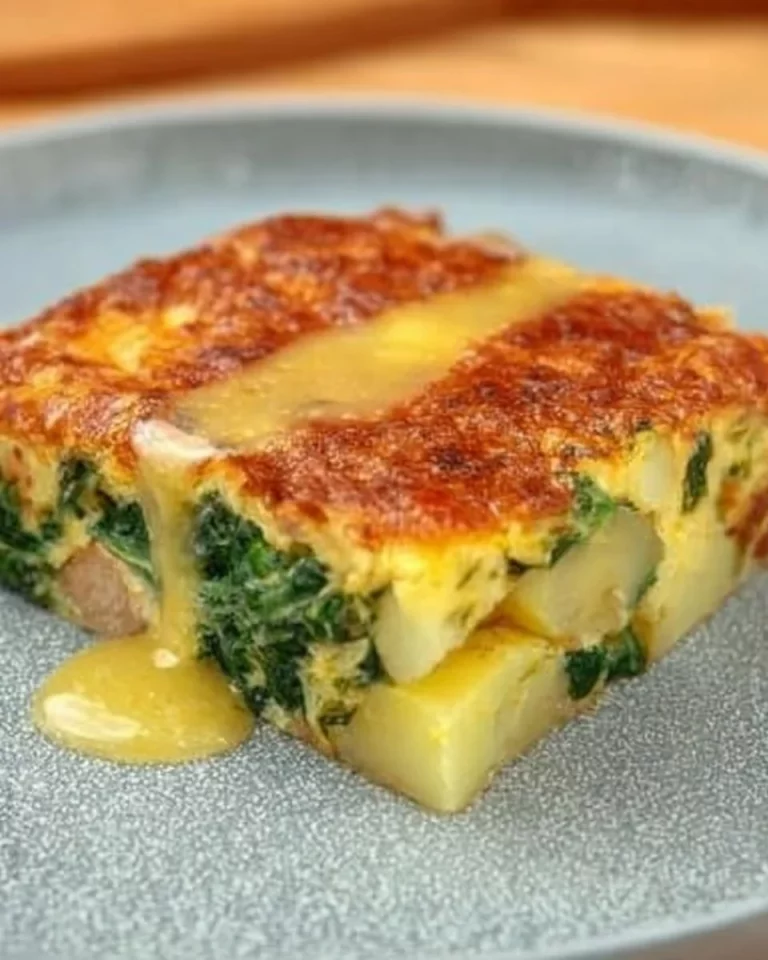 Spinach and Potato Bake fresh from the oven, a healthy and hearty dish.