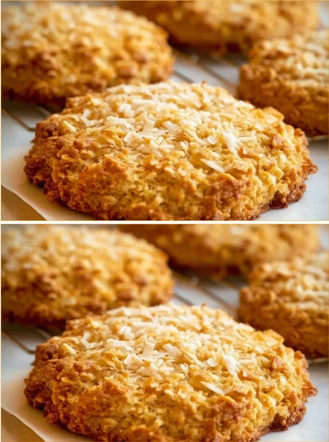 Delicious sugar-free coconut oatmeal cookies on a wooden plate.