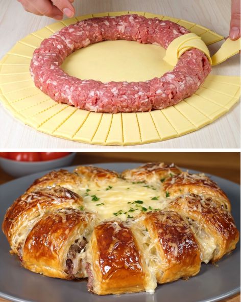 Festive Puff Pastry Appetizer with Beef and Cheese