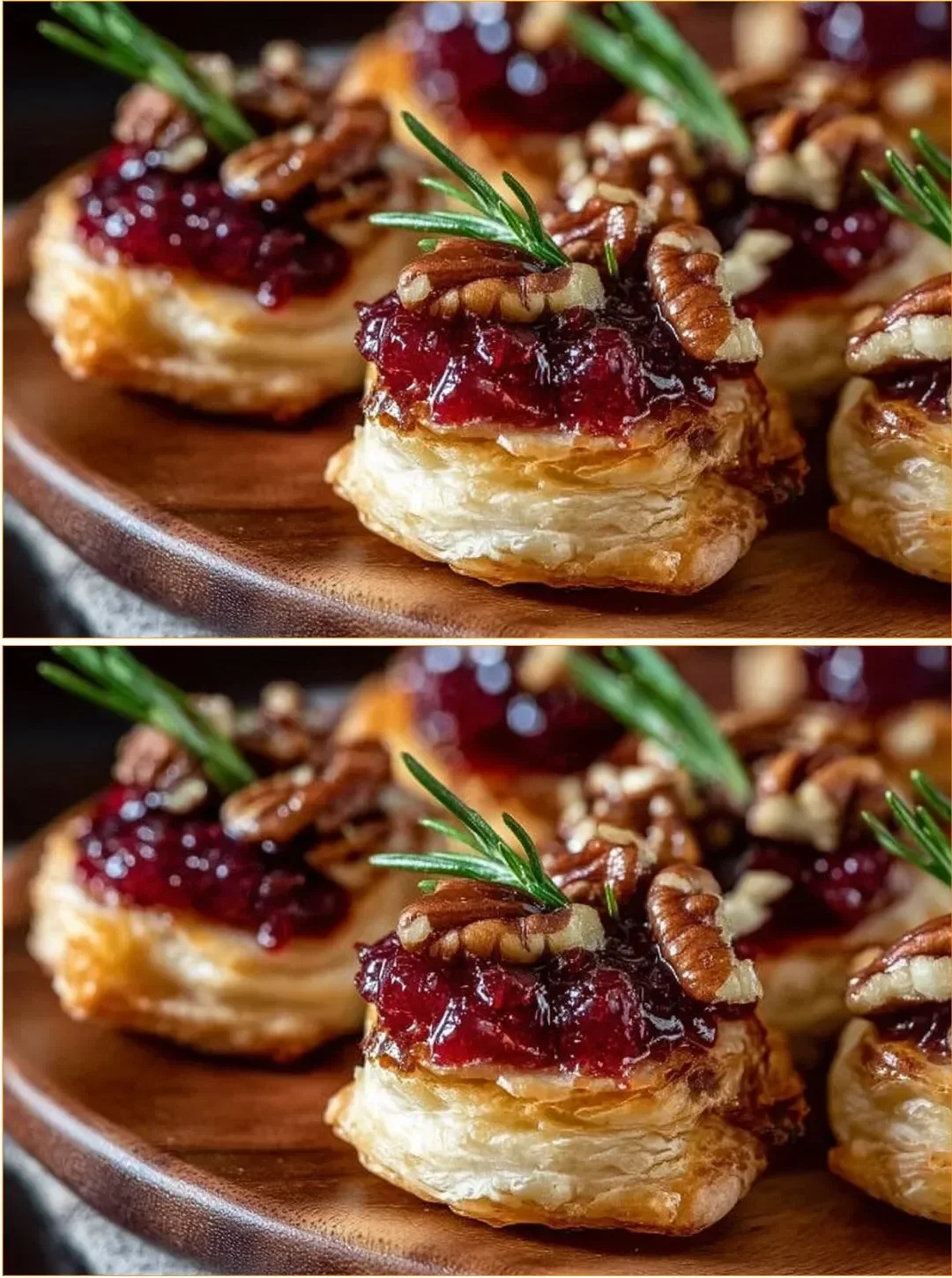 Delicious baked Cranberry Brie Bites served as an appetizer.