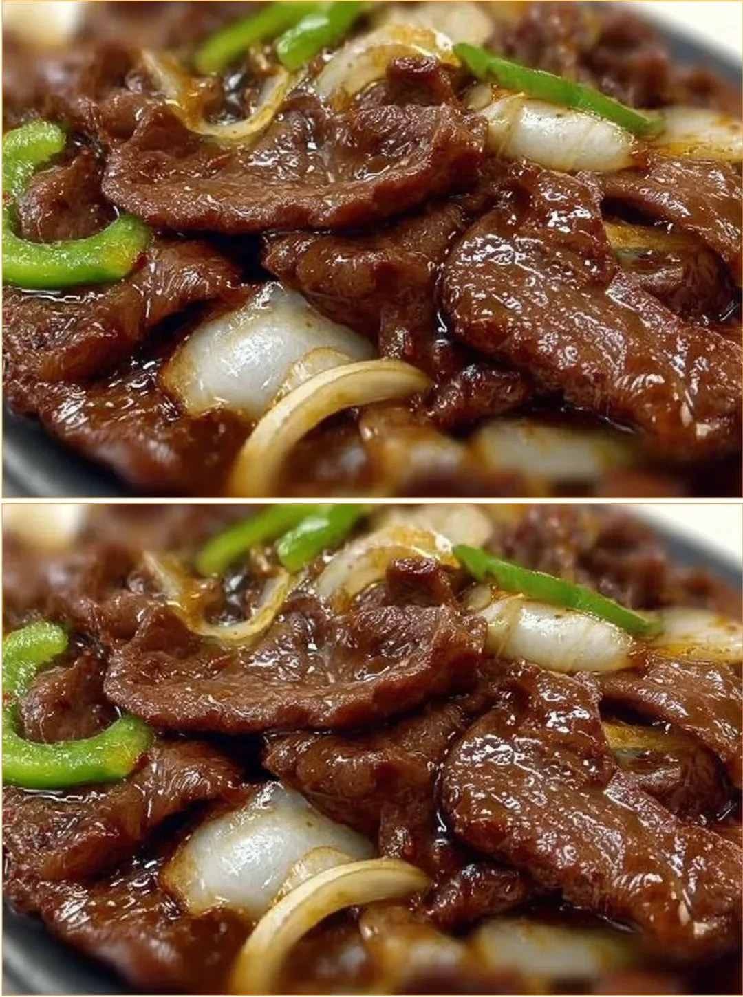 Beef and onion stir fry served in a vibrant bowl, ready to enjoy.