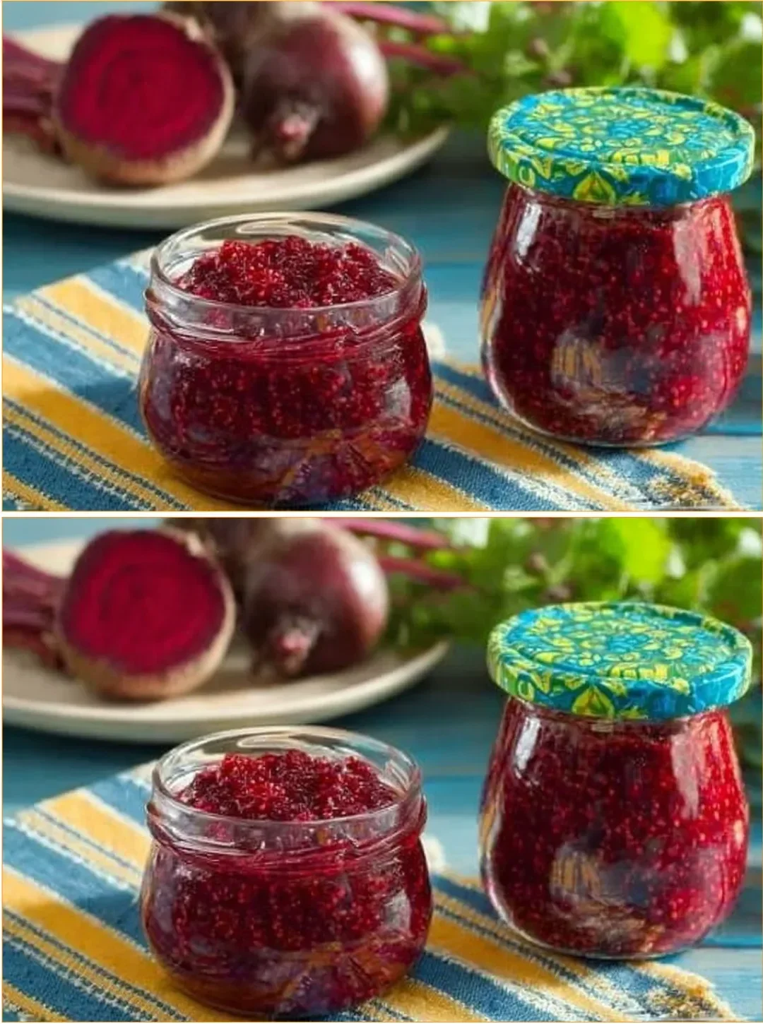A close-up of beetroot caviar served on a plate with garnishes.