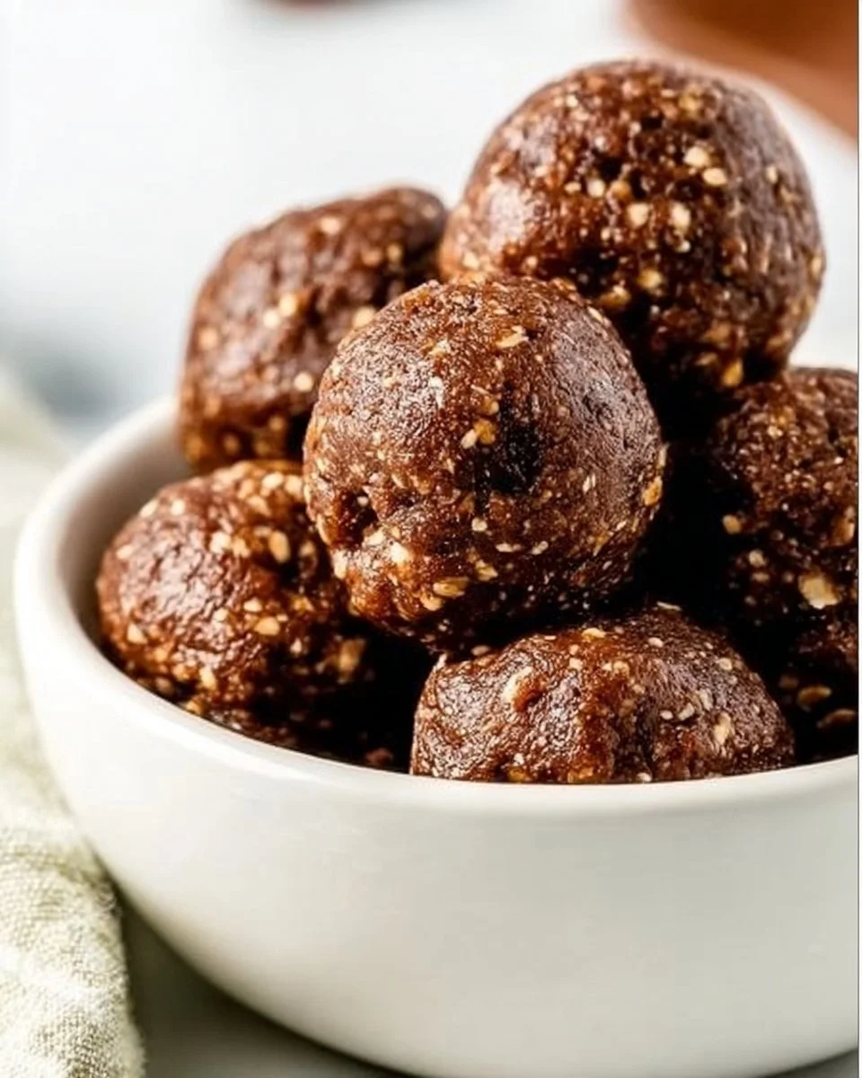 Homemade Brownie Energy Balls made with nuts and cocoa powder