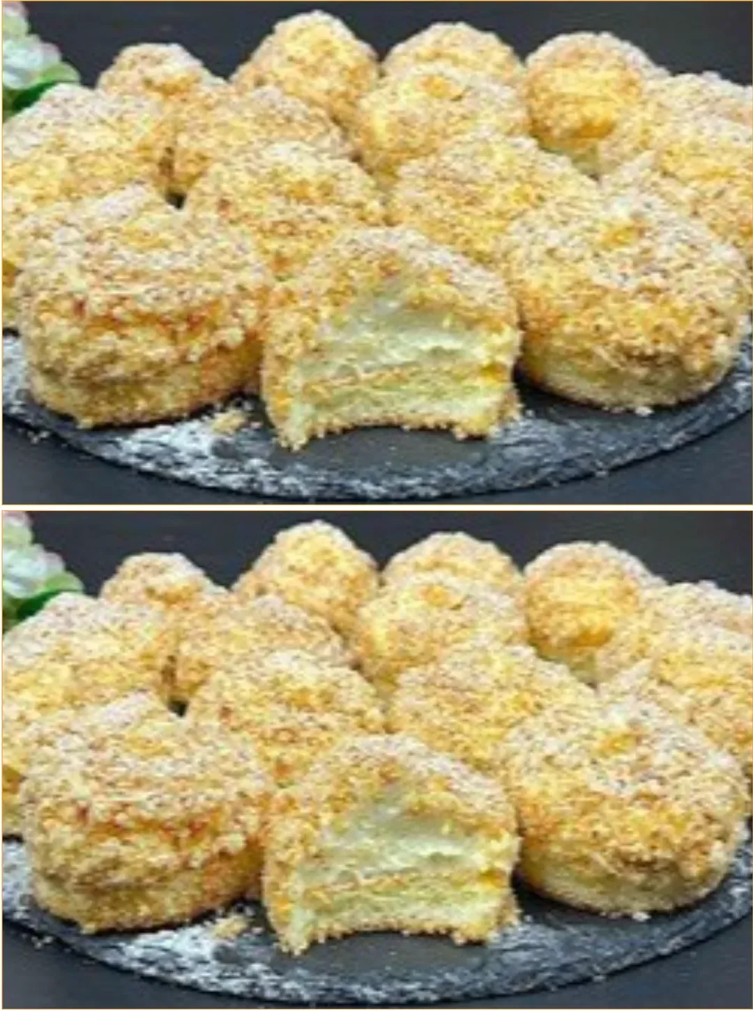 Delicious Christmas lemon and orange cake decorated for the holidays.