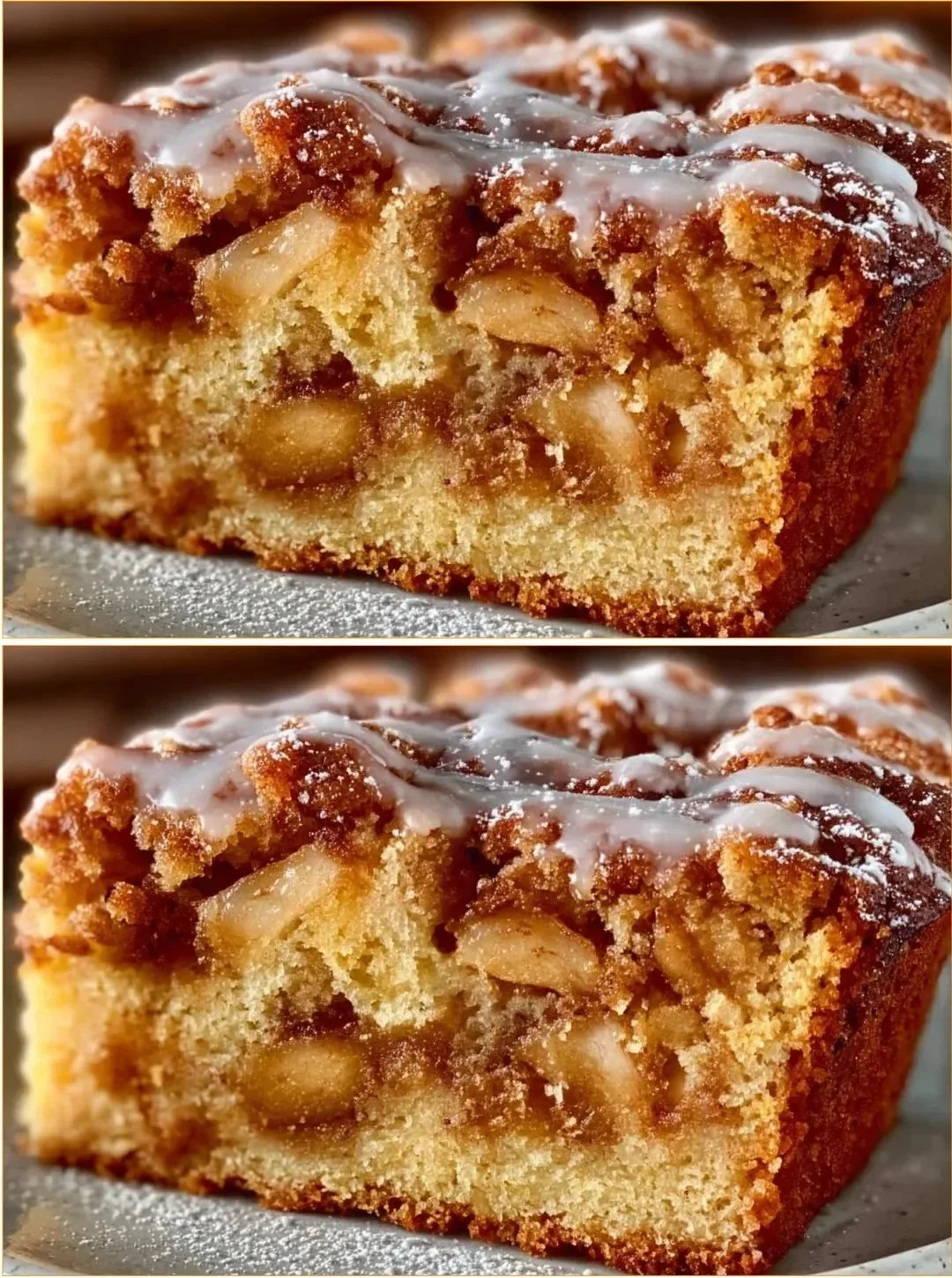 Deliciously baked Cinnamon Apple Cake with a sprinkle of cinnamon.