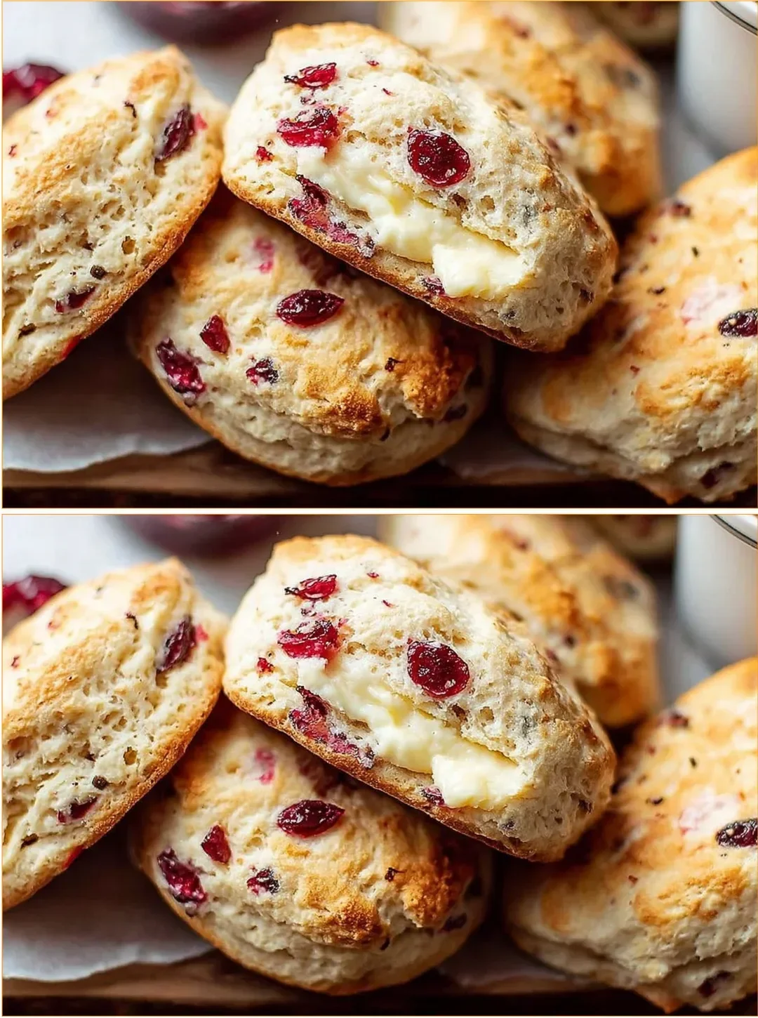 Freshly baked Cranberry Orange Bisconies with cranberry and orange zest