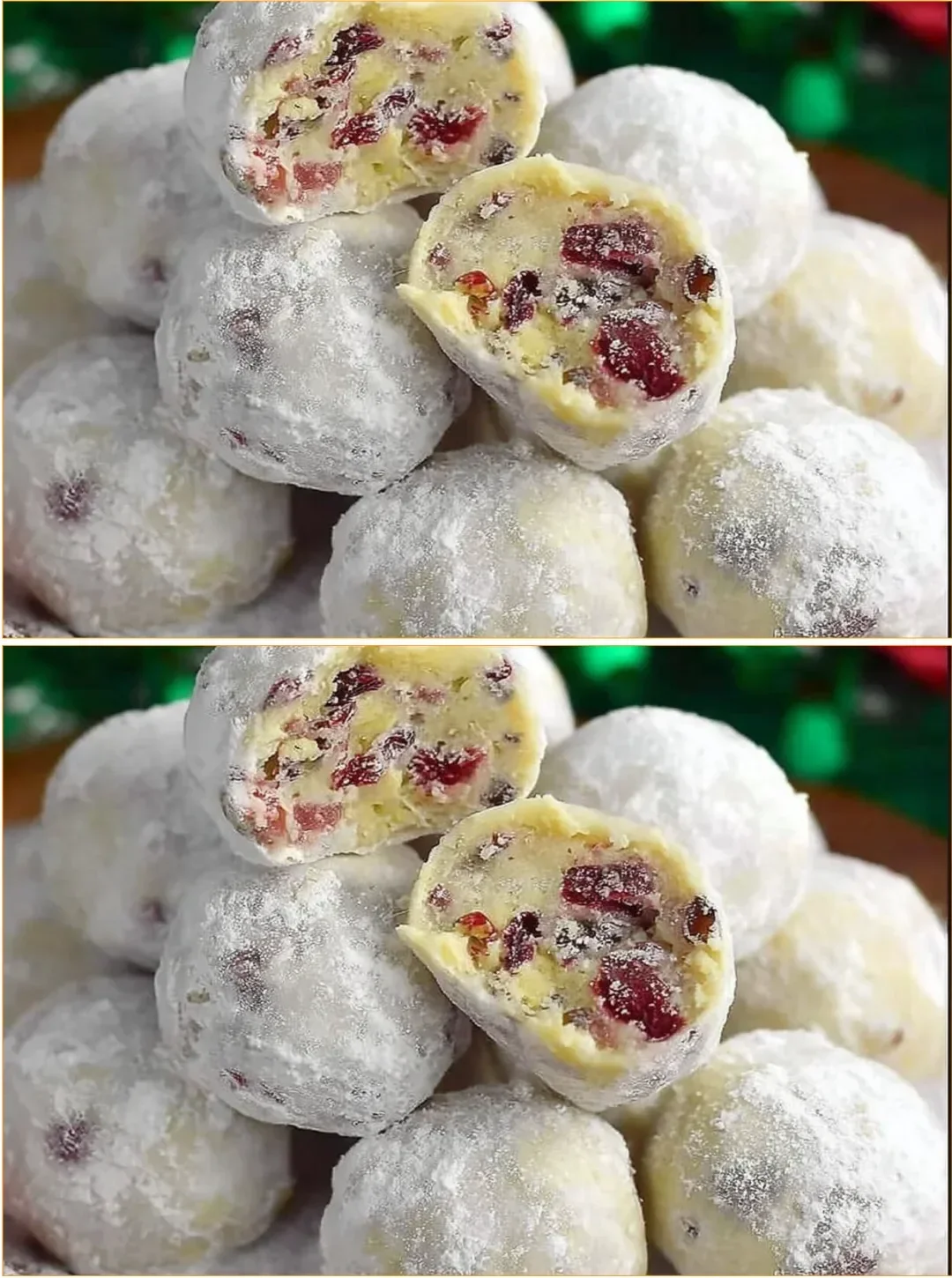 Cranberry Pistachio Truffles made with white chocolate, cranberries, and pistachios.