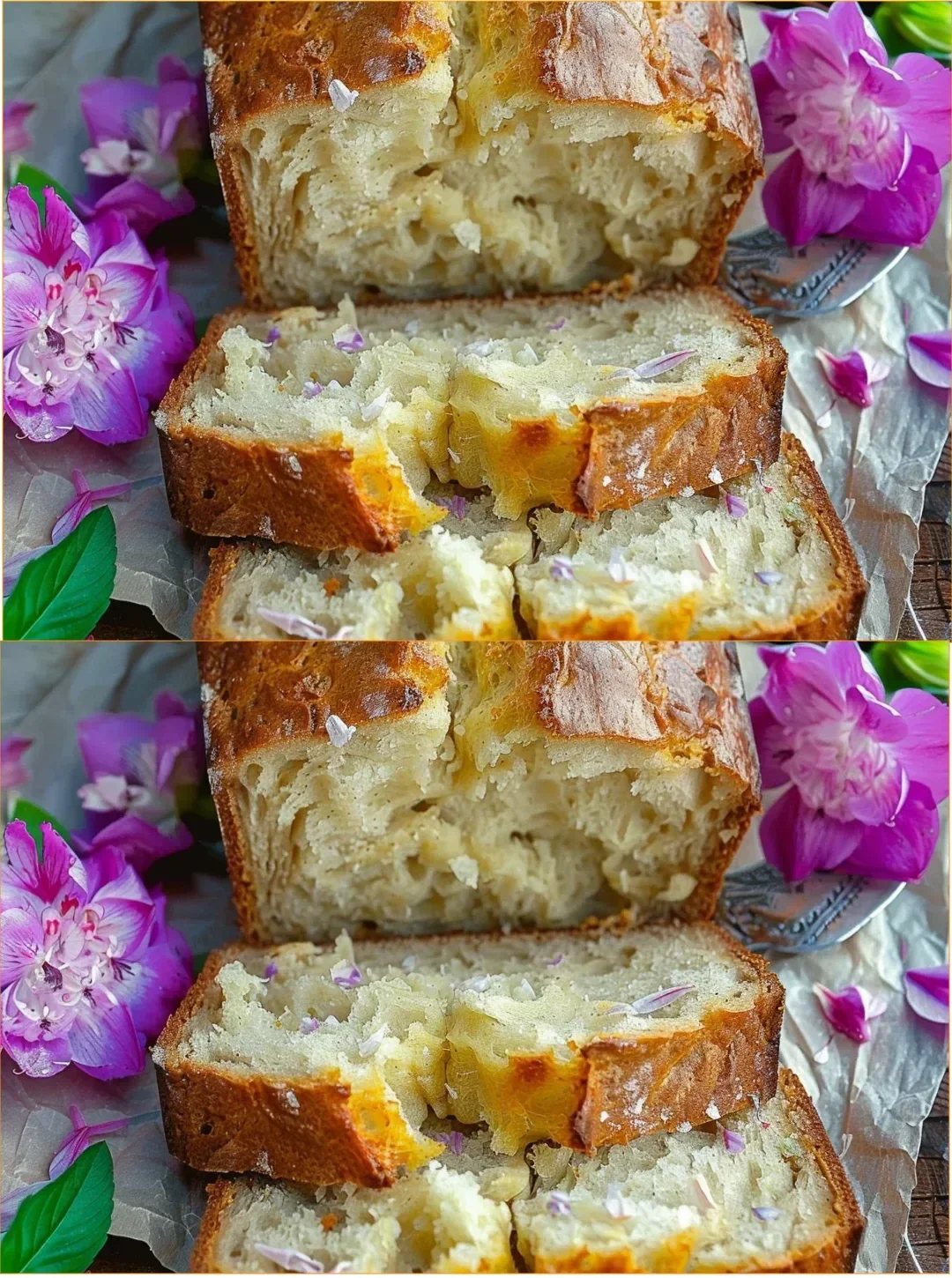 Slice of Hawaiian Banana Bread with pineapple, coconut, and macadamia nuts