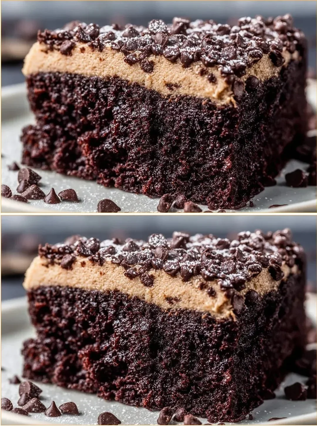 Delicious slice of Mexican Chocolate Cake with chocolate frosting and cinnamon