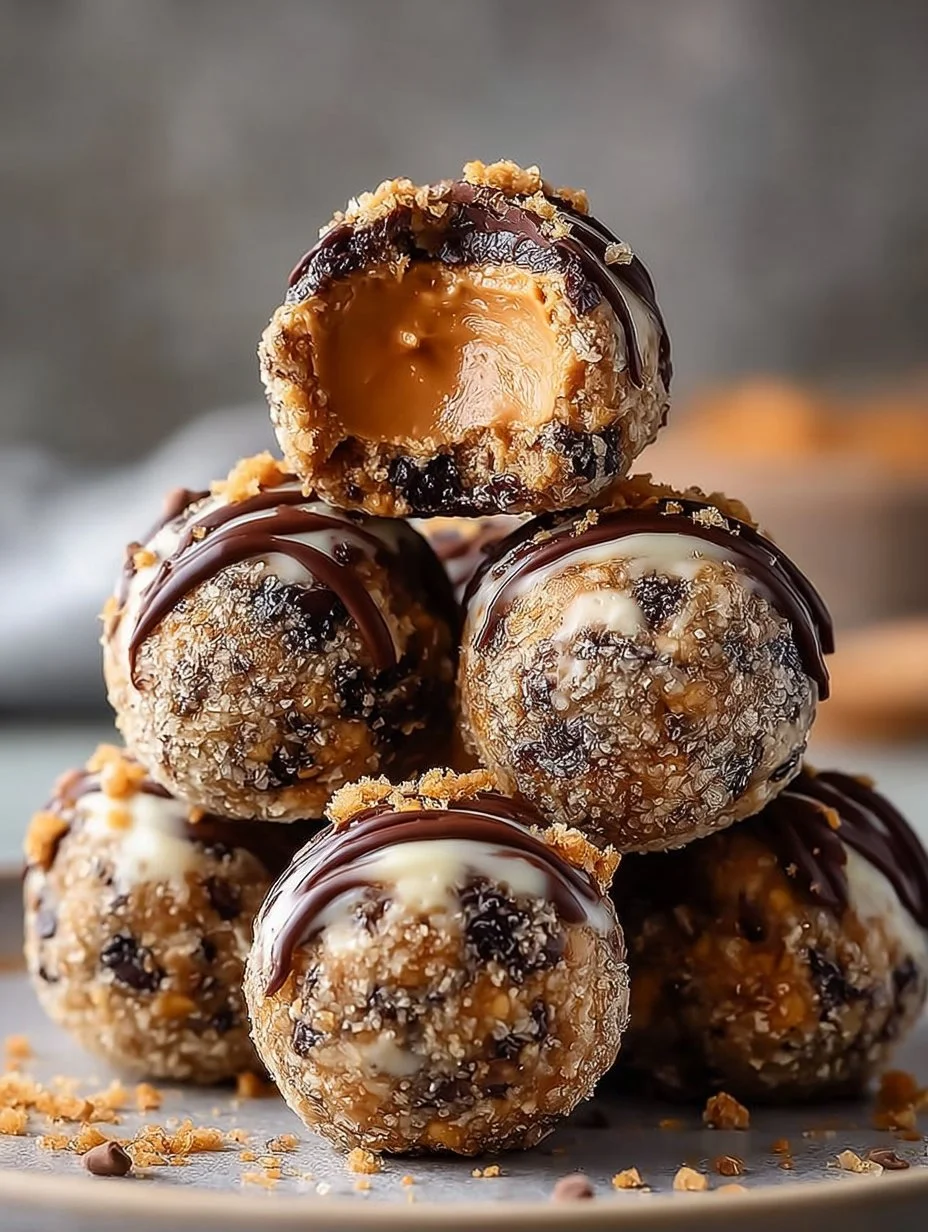 Delicious no-bake peanut butter cheesecake balls on a decorative plate