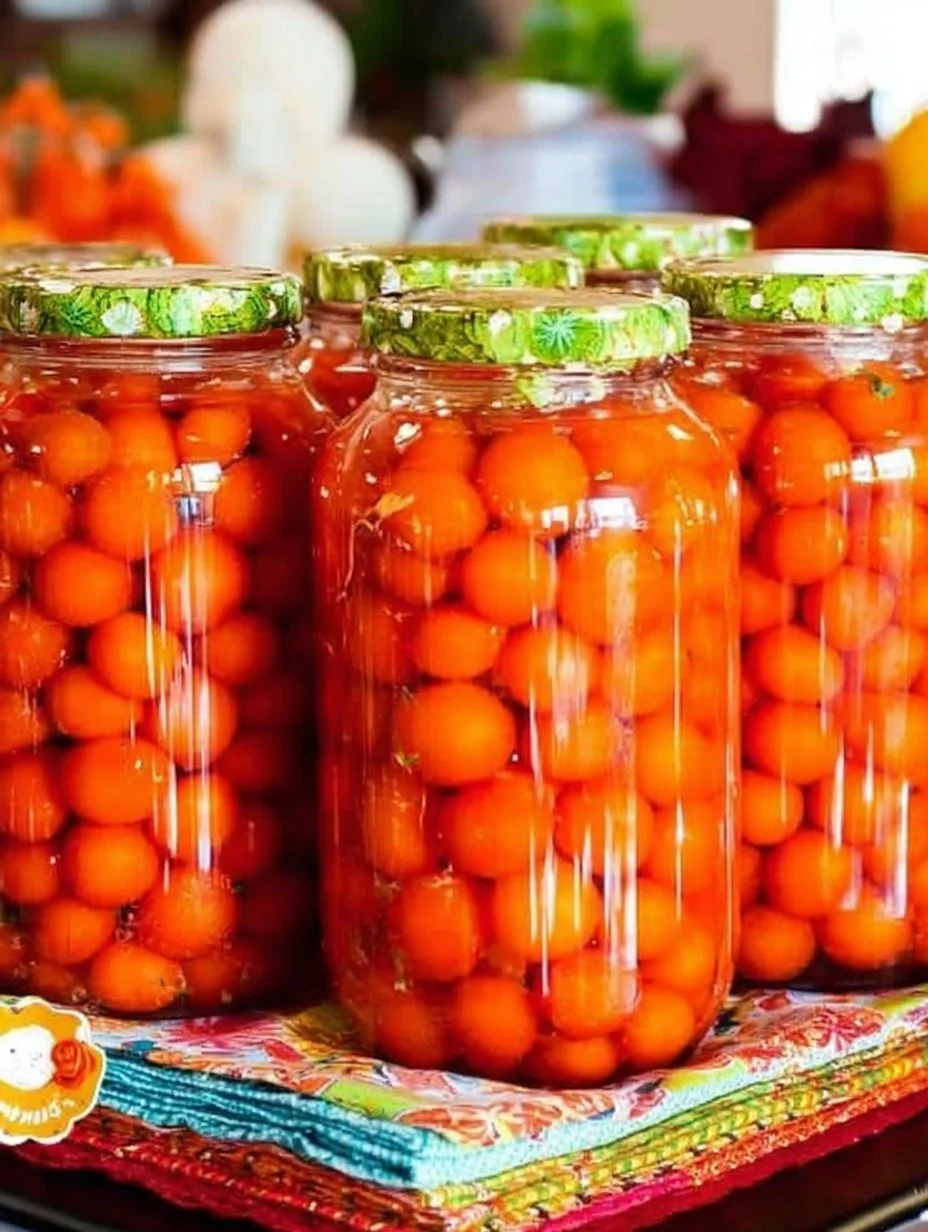 A jar of homemade pickled tomatoes ready to be enjoyed