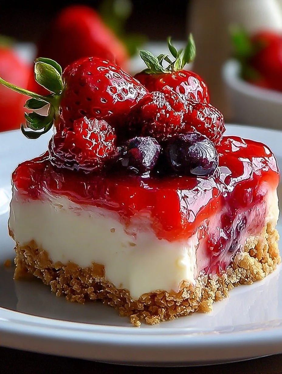 Delicious strawberry cheesecake dump cake with fresh strawberries and creamy layers