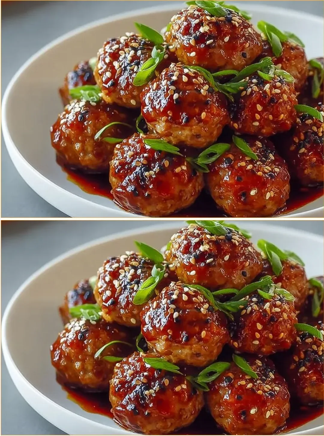 Plate of Sweet Chili Chicken Meatballs garnished with fresh herbs